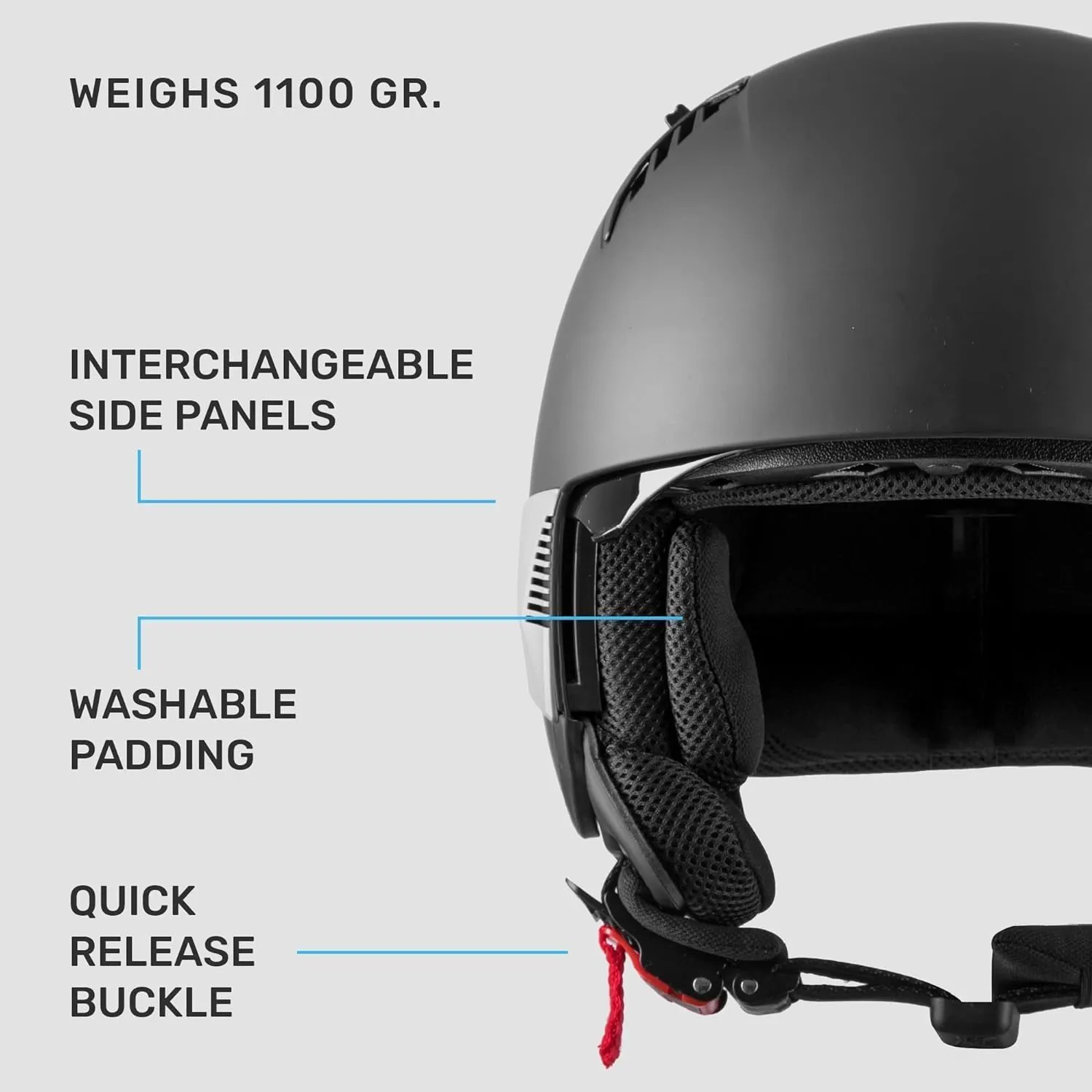 Westt Open Face Motorcycle Helmet, DOT Approved, 3/4 Helmet Motorcycle, 3 DIY Styles, Ventilation and Comfort, with Sun Visor Quick Release, for Men & Women - for Chopper, Scooter (Rover S Black)