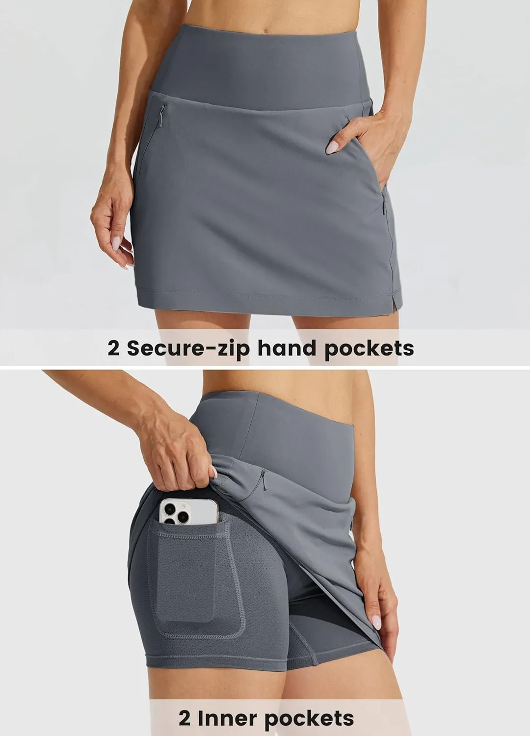 Willit Women's Golf Skirts Zipper Pockets High Waisted Stretchy Skorts Quick Dry Athletic Tennis Casual Skorts