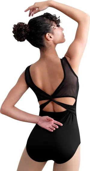 Women Long Sleeve Dance Leotard for Ballet V-Mesh Mock Neck Dancewear,Water-drop Hollow Back,Chest Lining