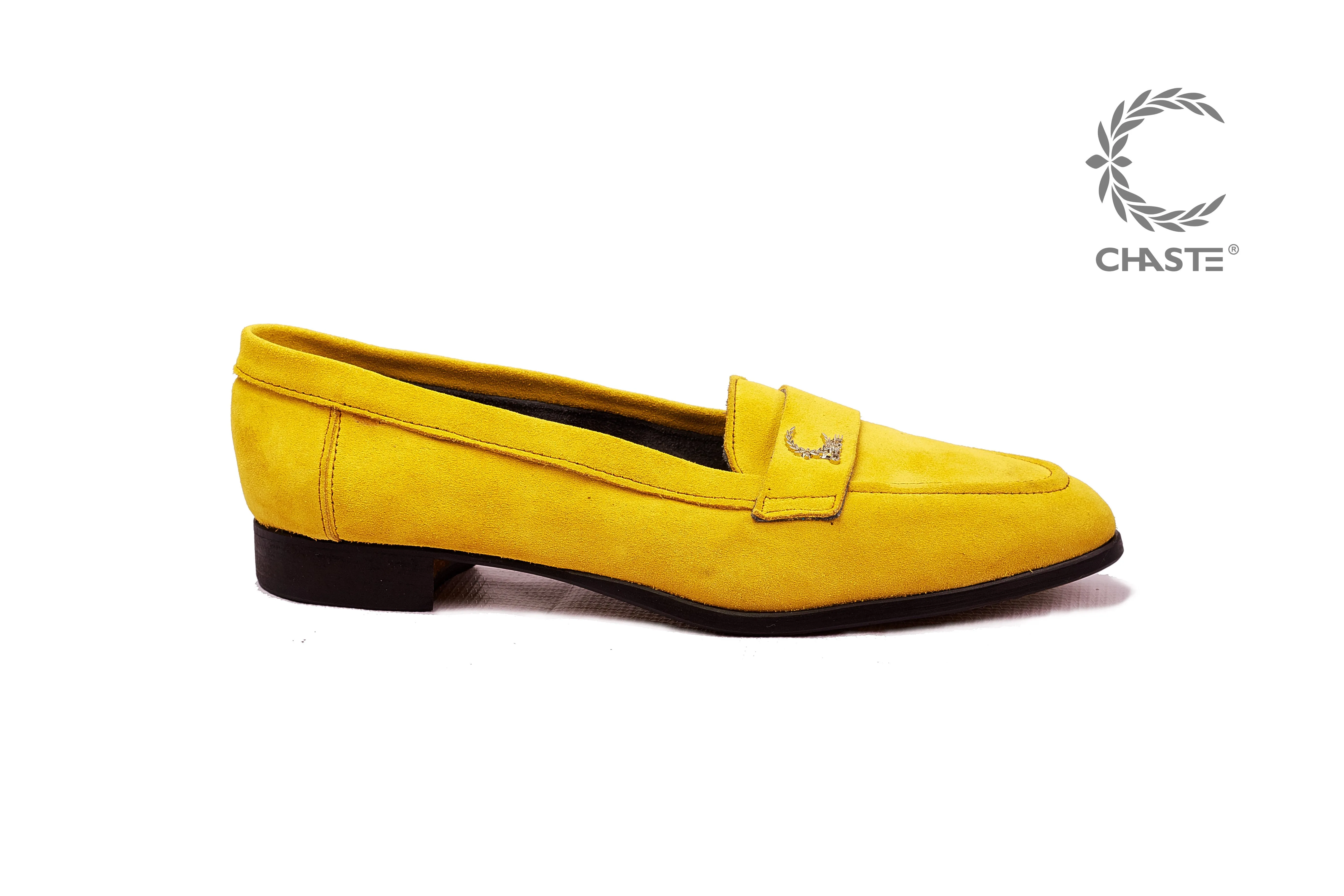 Women Suede Loafer- Yellow