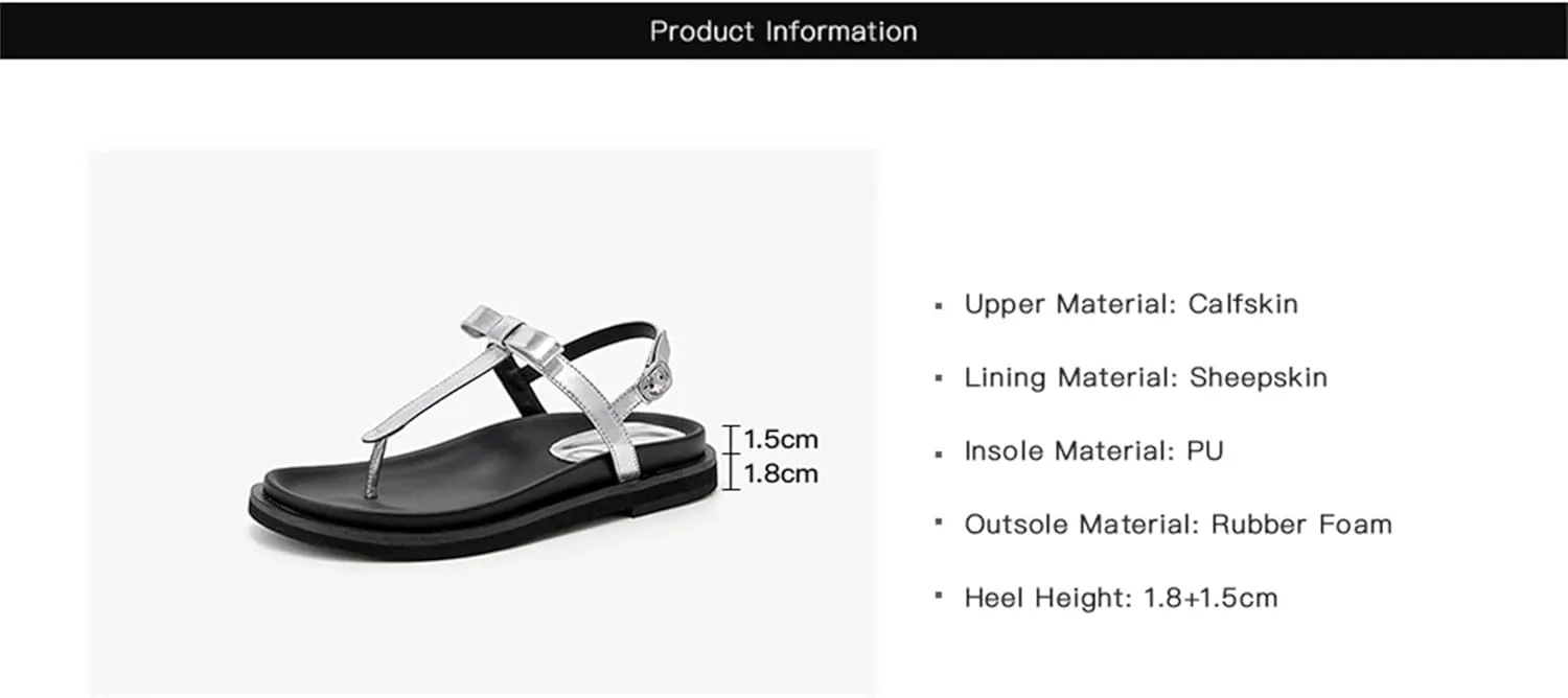 Women's Calfskin Flip-Flop Sandals - T-Strap Beach Dress Summer Casual Flats