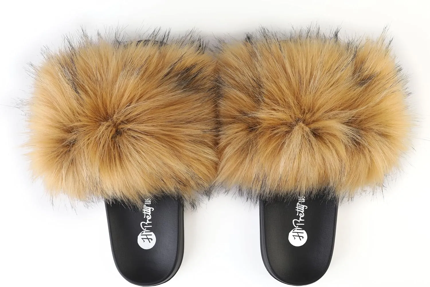 Women's Faux Fur Slides, Open Toe Cute Fur Slippers, Indoor or Outdoor Comfortable Furry Slide Sandals With Fluffy Fur