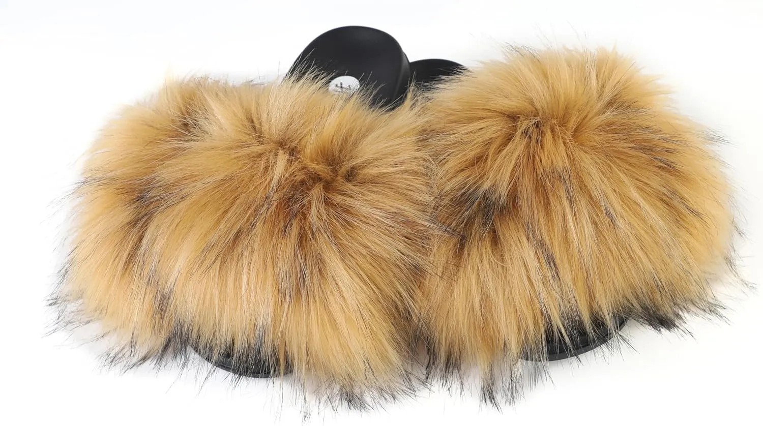 Women's Faux Fur Slides, Open Toe Cute Fur Slippers, Indoor or Outdoor Comfortable Furry Slide Sandals With Fluffy Fur