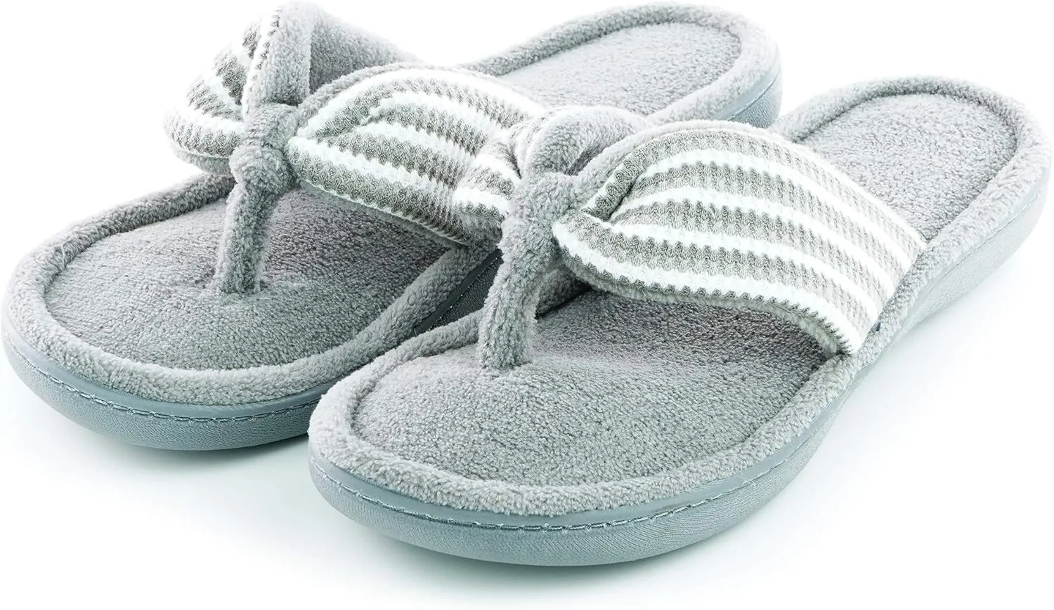 Women's Flip Flop with Cozy Terry Lining, 80-D High-Density Memory Foam Slipper Summer House Shoes with Non Skid Indoor Outdoor Sole