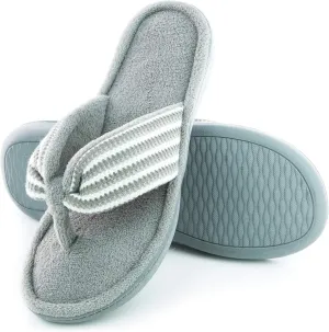 Women's Flip Flop with Cozy Terry Lining, 80-D High-Density Memory Foam Slipper Summer House Shoes with Non Skid Indoor Outdoor Sole