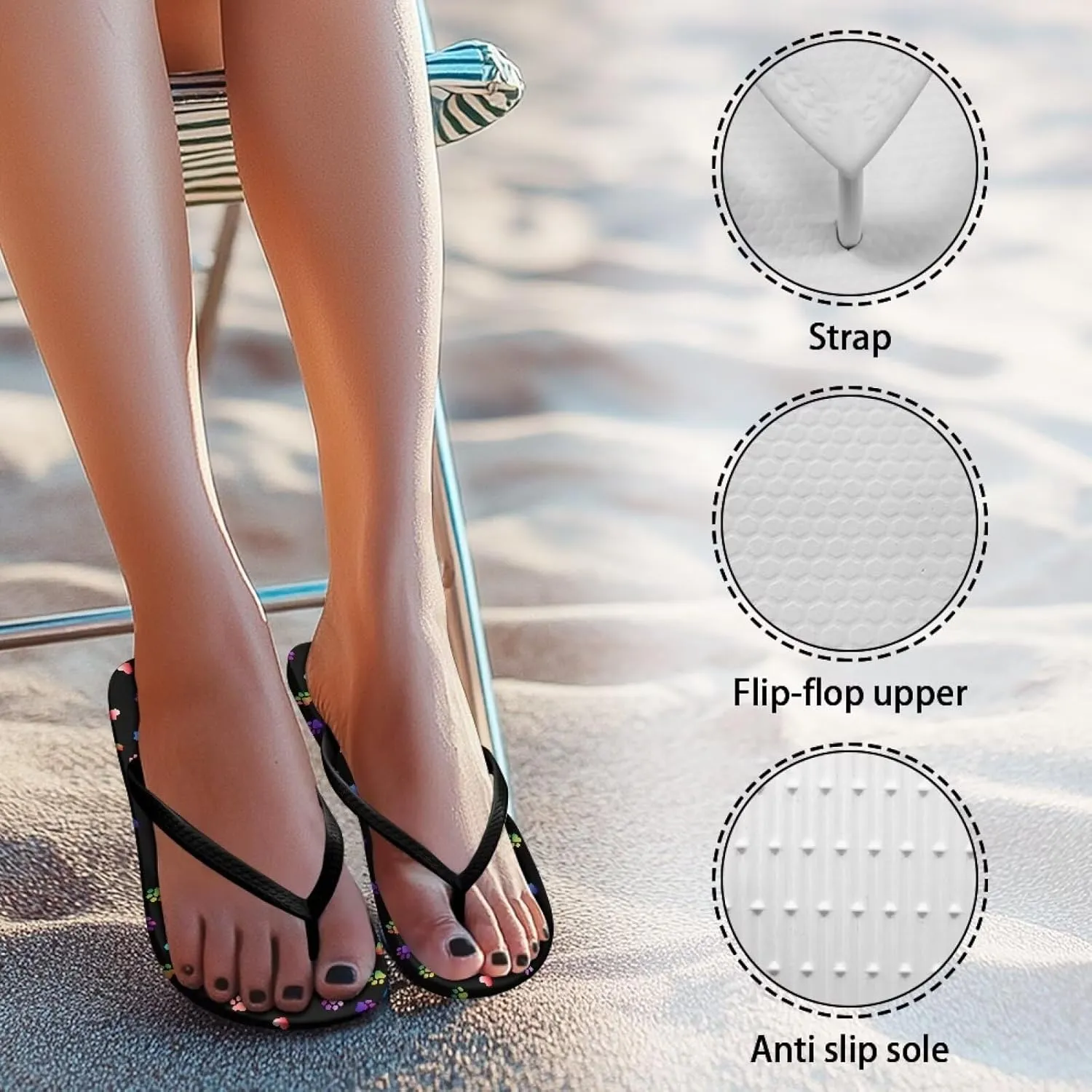 Womens Flip Flops Comfortable Walking Thong Sandals with Arch Support Slip On Shower Shoes Indoor Outdoor for Summer