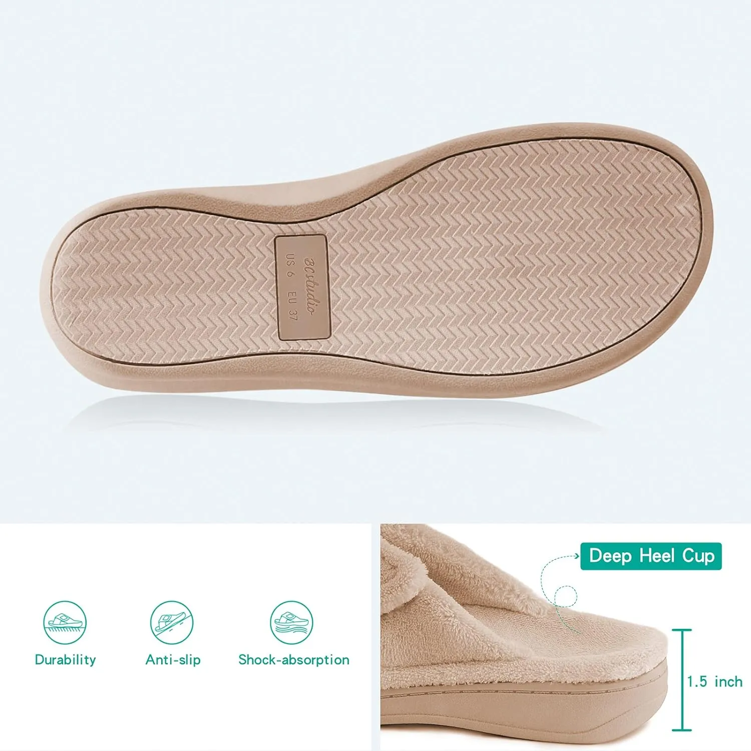 Women's Fuzzy Orthotic Arch Support Slippers Orthopedic Plantar Fasciitis Furry House Slide Slippers