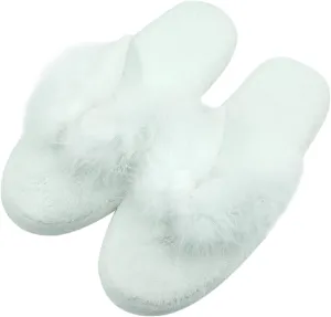 Women's Girls Soft Fluffy Indoor House Flip-Flops Non-Slip SPA Thong Slippers