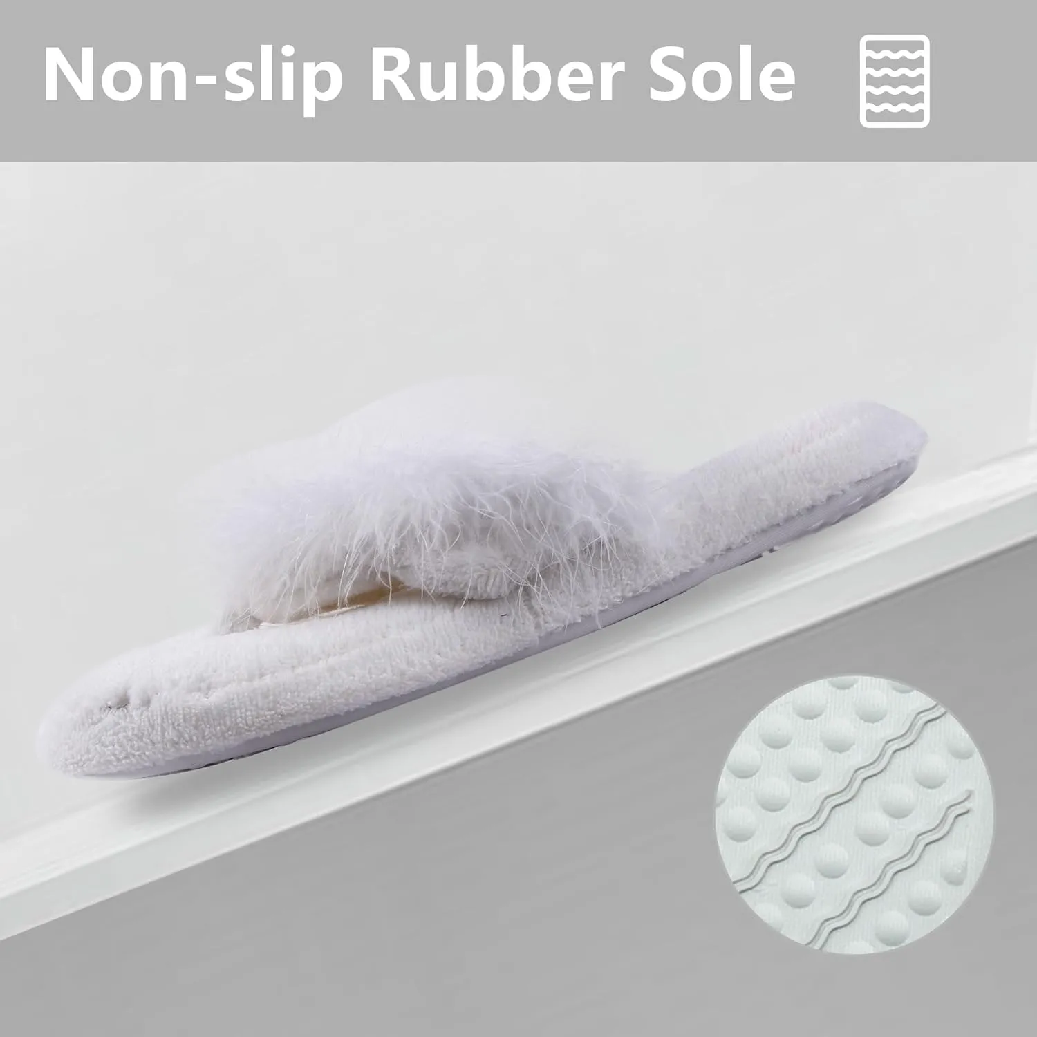 Women's Girls Soft Fluffy Indoor House Flip-Flops Non-Slip SPA Thong Slippers