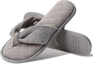 Women's House Slippers Memory Foam Cozy Spa Thong Flip Flops Indoor Slippers Assorted Colors Grey Velvet Lining Lightweight Open Toe Soft Room Sandals