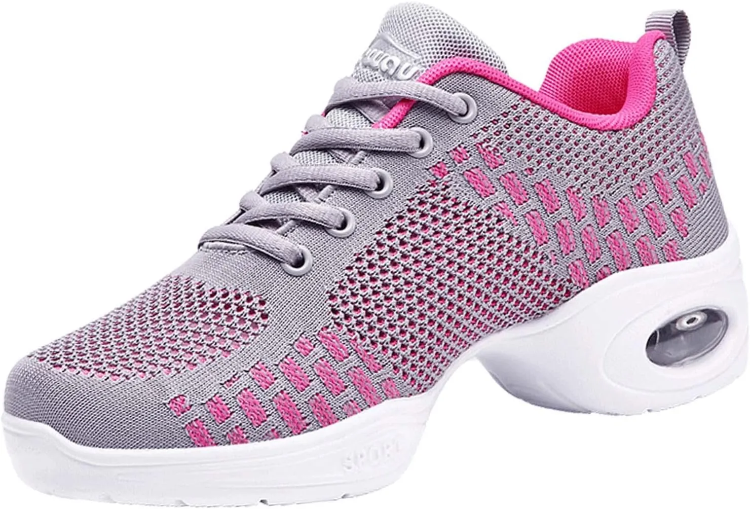 Women's Jazz Shoes Lace-up Sneakers - Breathable Air Cushion Lady Split Sole Athletic Walking Dance Shoes Platform