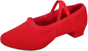 Womens Latin Dance Shoes Close Toe Beginner Ballroom Dance Practice Shoes Low Heel Canvas Tango Teaching Shoes