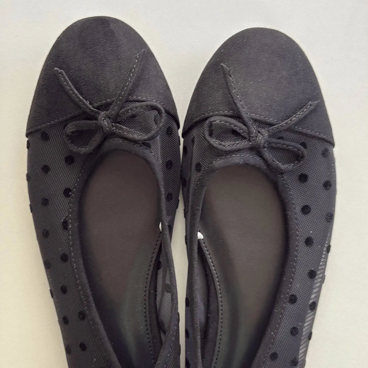 Women's Mesh Cap Toe Ballet Flats In Black