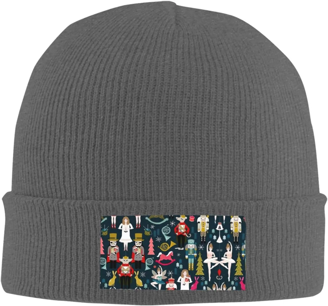 Women_s Nutcracker Ballet Xmas Dance Print Soft and Elastic Cap Knitted Hat Knit Beanie for Men and Women Warm