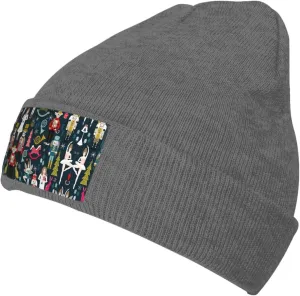 Women_s Nutcracker Ballet Xmas Dance Print Soft and Elastic Cap Knitted Hat Knit Beanie for Men and Women Warm