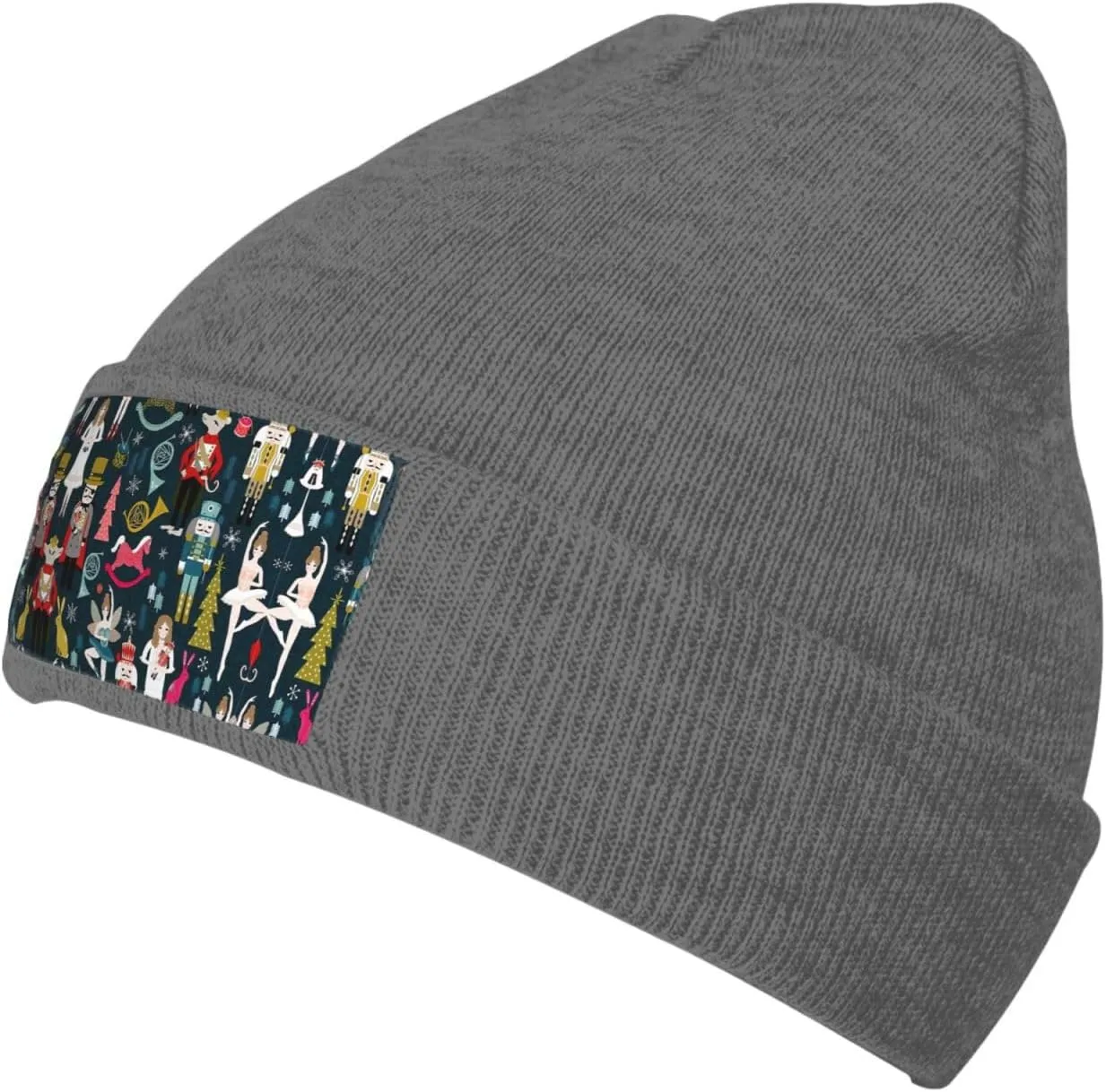 Women_s Nutcracker Ballet Xmas Dance Print Soft and Elastic Cap Knitted Hat Knit Beanie for Men and Women Warm