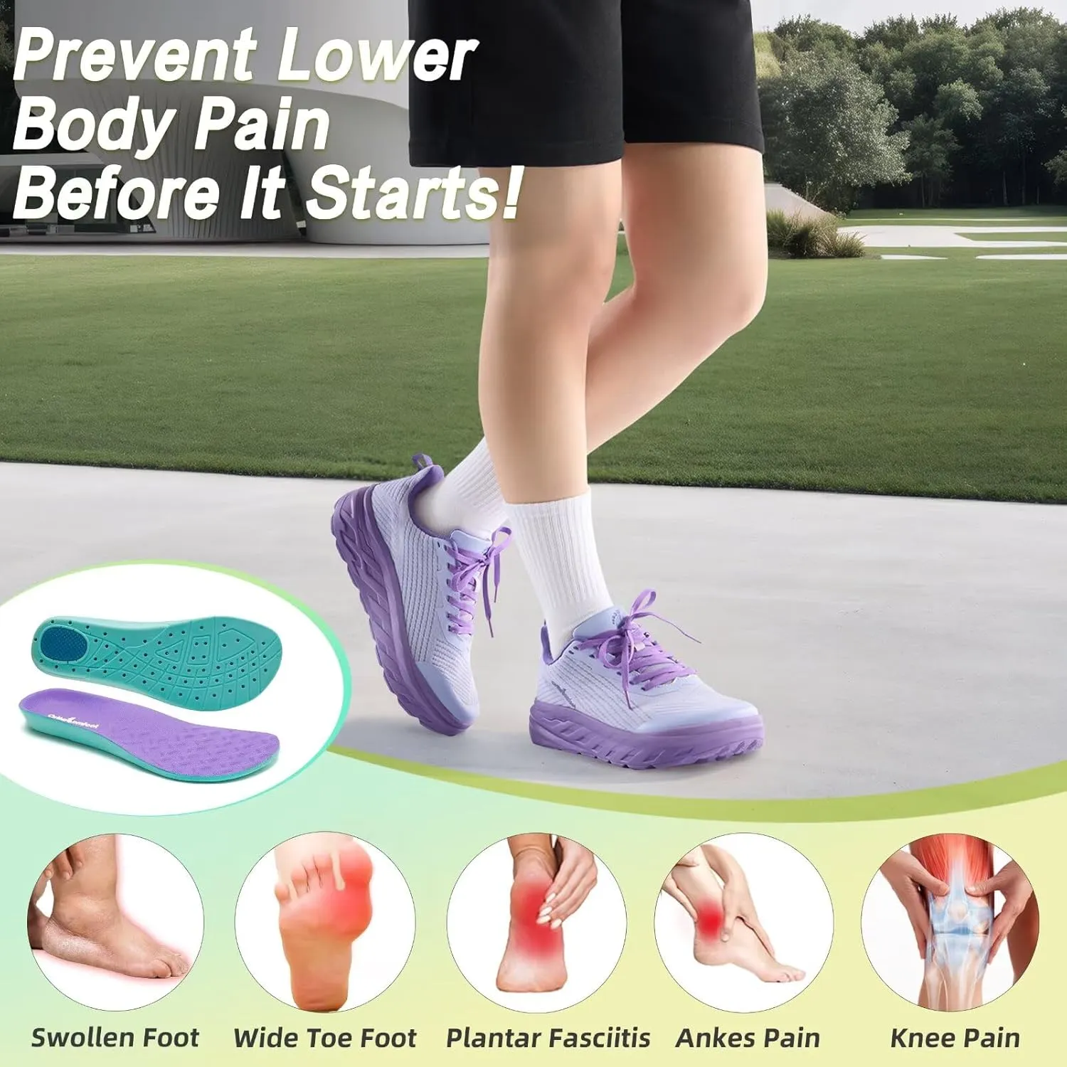 Women's Orthopedic Diabetic Wide Running Shoes: Comfortable Casual Arch Support Plantar Fasciitis Fashion Sneakers, High Arch Work Tennis Walking Shoes for Foot and Heel Pain Relief