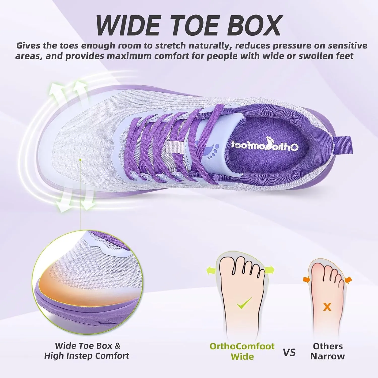 Women's Orthopedic Diabetic Wide Running Shoes: Comfortable Casual Arch Support Plantar Fasciitis Fashion Sneakers, High Arch Work Tennis Walking Shoes for Foot and Heel Pain Relief