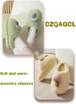 Women's slippers Cute mushroom slippers Lightweight plush slippers Warm winter home slippers Cotton indoor and outdoor shoes