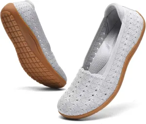 Women's Wide Toe Box Flats Shoes Knit Ballet Flat Slip-on Dress Walking Comfort Shoes