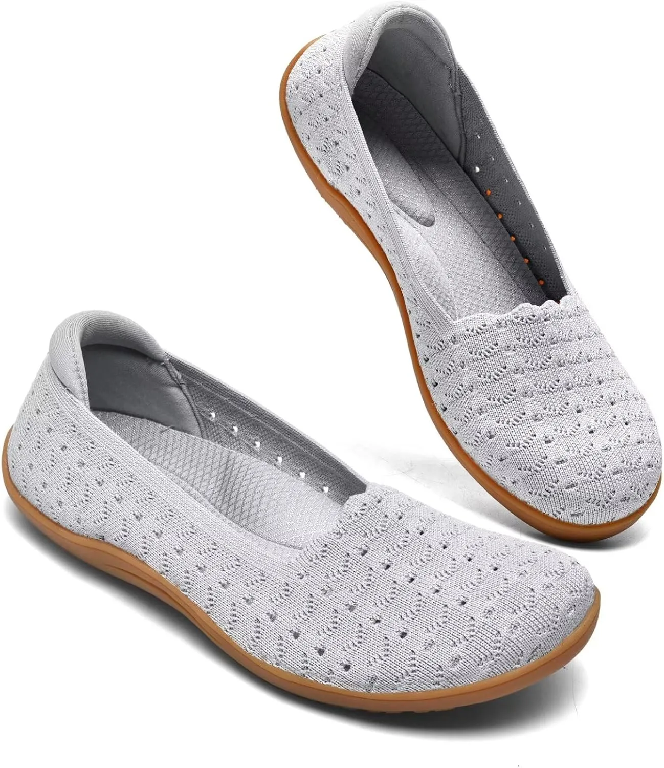 Women's Wide Toe Box Flats Shoes Knit Ballet Flat Slip-on Dress Walking Comfort Shoes