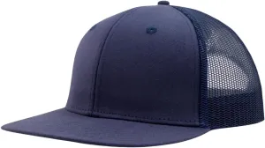 XL,XXL Flat Bill Mesh Snapback Trucker Hat,Plain Blank Adjustable Solid Color Baseball Caps for Men Women-Navy Blue