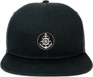 XXL Oversized Silver Anchor Patch Flatbill Mesh Snapback Cap