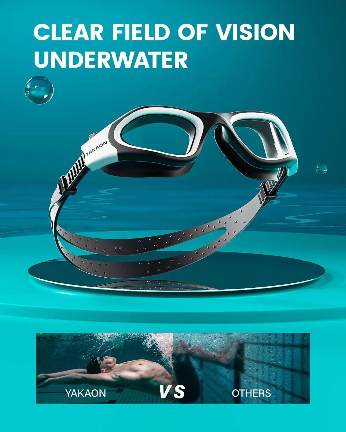 YAKAON Adult Swim Goggles for Men & Women, Anti-Fog Lenses & Leakproof Seal for Lap Swimming, Open Water, Pool