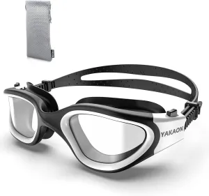 YAKAON Adult Swim Goggles for Men & Women, Anti-Fog Lenses & Leakproof Seal for Lap Swimming, Open Water, Pool