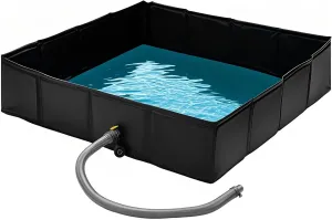 Ynotus 10" High x 40″Portable Camping Shower Base Collapsible Outdoor Shower Basin with Drain Hose and Hose Clamp Used for Shower Tent Base Wilderness Camping, Rv, Temporary Shower Stall Pets
