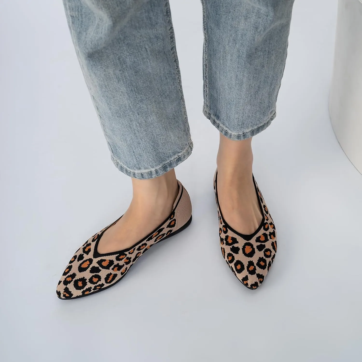 youngshow Women's Ballet Flats Comfortable Work Shoes, Casual Pointed Toe Flats for Office, Dressy Slip-On Walking Shoes