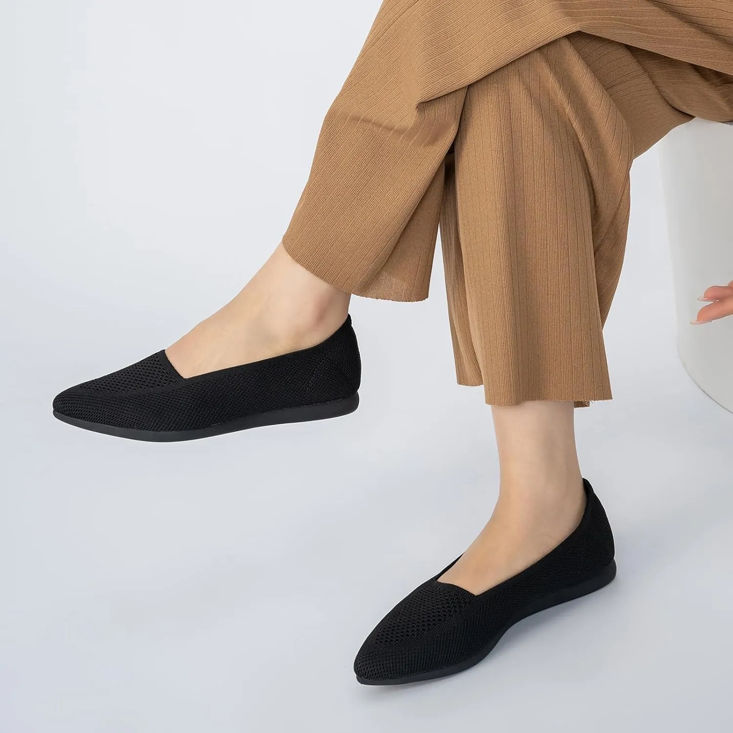 youngshow Women's Ballet Flats Comfortable Work Shoes, Casual Pointed Toe Flats for Office, Dressy Slip-On Walking Shoes
