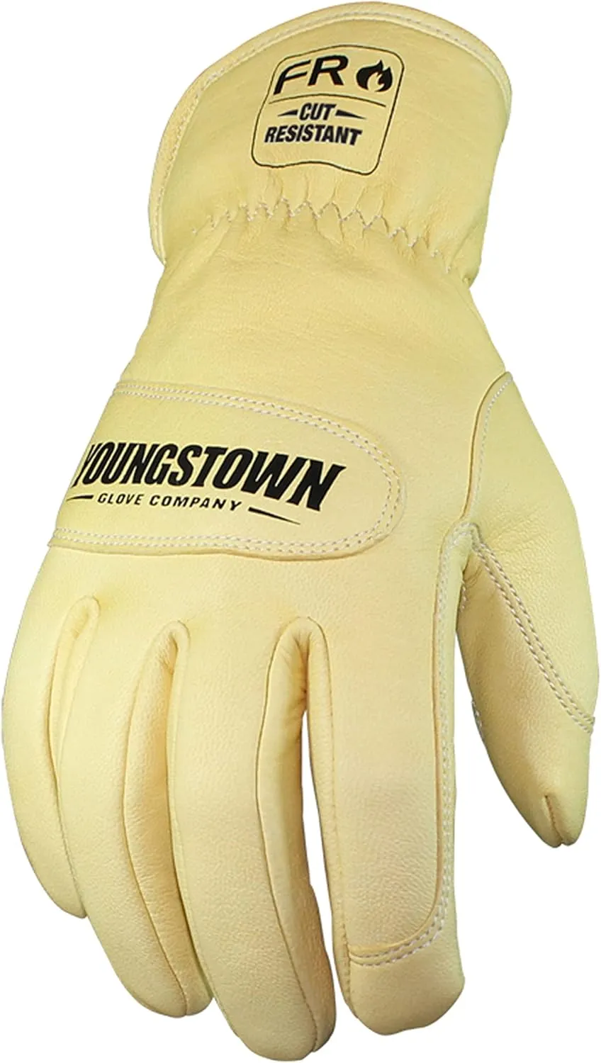 Youngstown Glove Leather Ground Utility Gloves for Men - Kevlar Lined - Cut, Puncture, Flame Resistant, Arc Rated, - Tan, X-Large