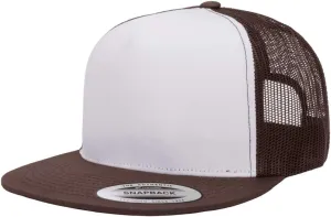 Yupoong 5-Panel YP Classic Trucker Cap | High Profile Flat Visor Snapback | OSFM | Bulk Packs Available