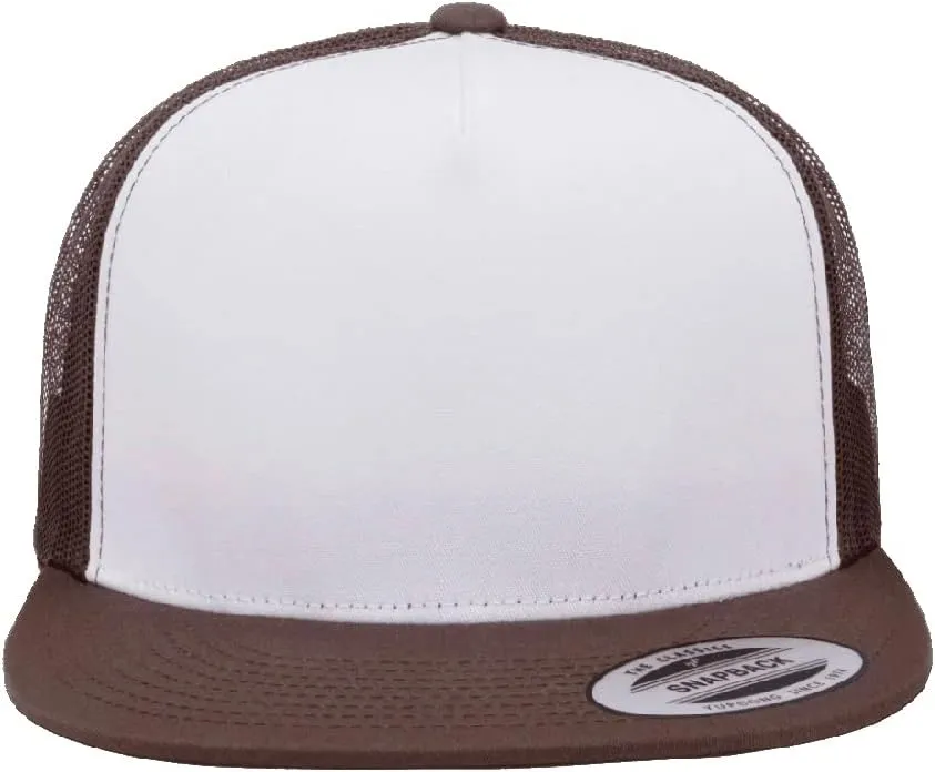 Yupoong 5-Panel YP Classic Trucker Cap | High Profile Flat Visor Snapback | OSFM | Bulk Packs Available