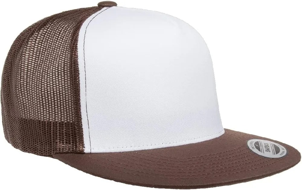 Yupoong 5-Panel YP Classic Trucker Cap | High Profile Flat Visor Snapback | OSFM | Bulk Packs Available