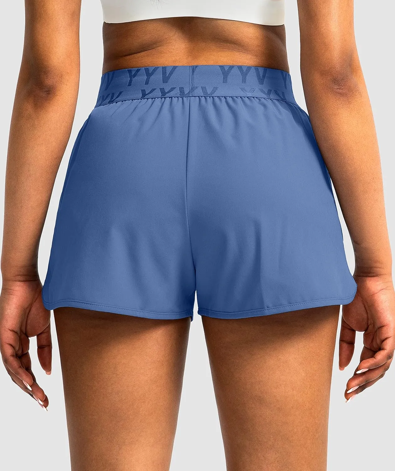 YYV Women's Running Shorts with Zipper Pockets Quick-Dry Elastic Waist Band Athletic Gym Shorts for Women with Liner