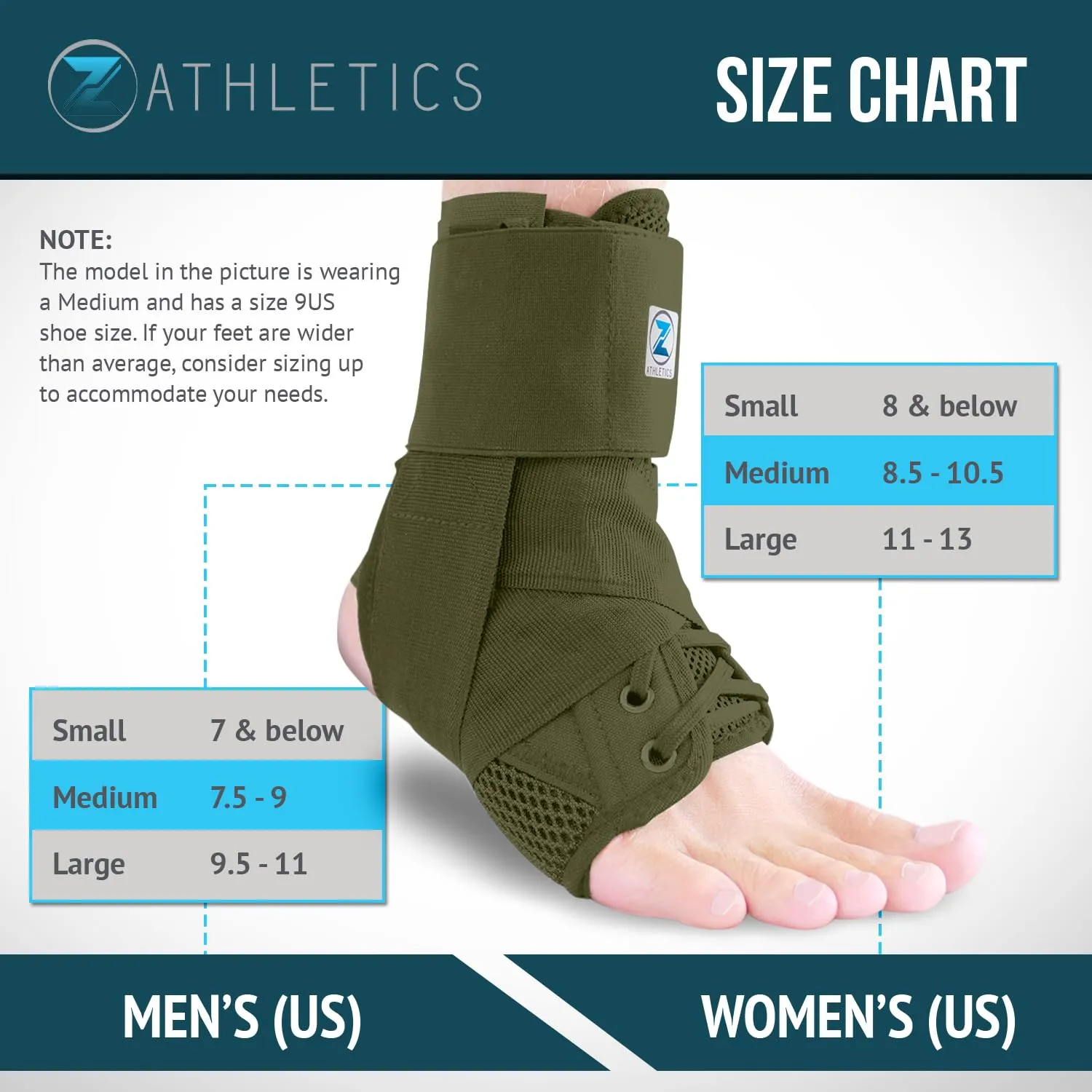 Z ATHLETICS Zenith Ankle Brace, Lace Up Adjustable Support – for Running, Basketball, Injury Recovery, Sprain! Ankle Support for Men, Women, and Children