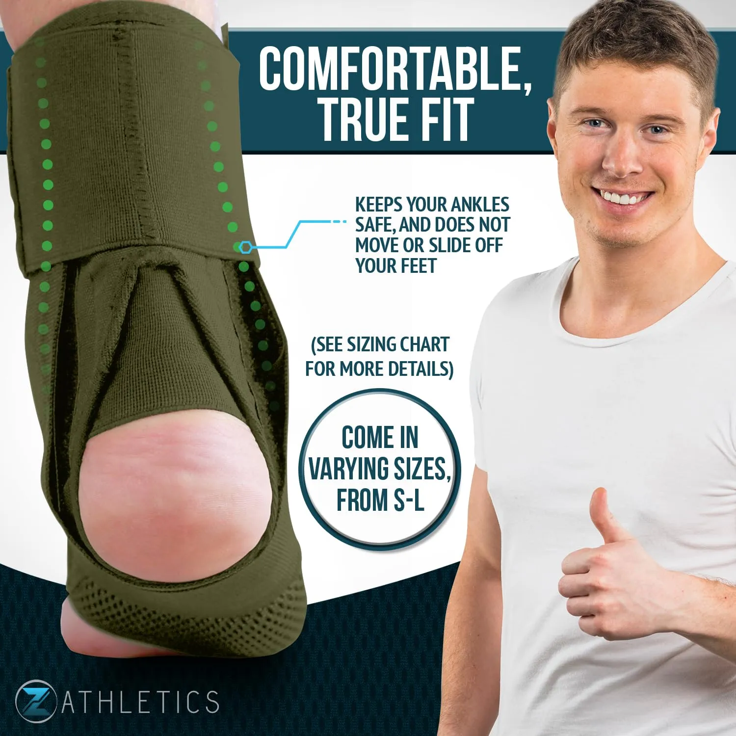Z ATHLETICS Zenith Ankle Brace, Lace Up Adjustable Support – for Running, Basketball, Injury Recovery, Sprain! Ankle Support for Men, Women, and Children