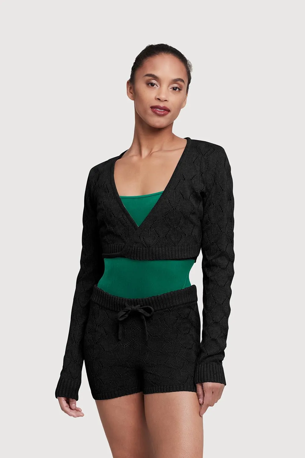 Z55239 - Bloch Nola Diamond Knit Womens Wrap Top