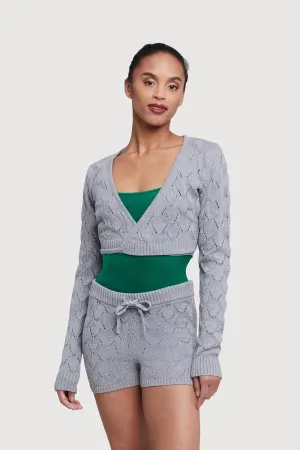 Z55239 - Bloch Nola Diamond Knit Womens Wrap Top