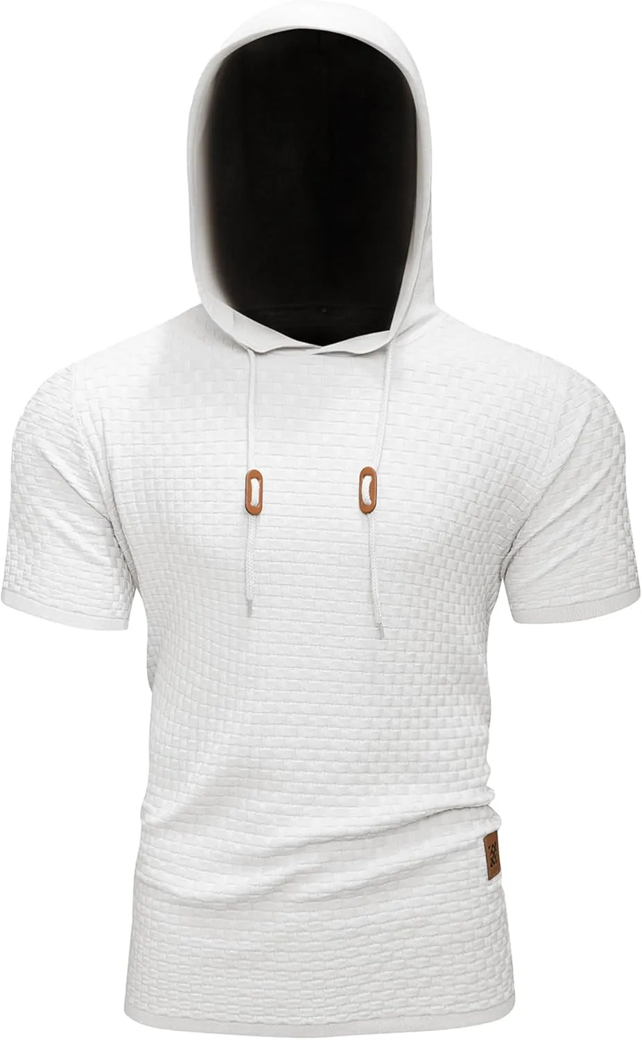 Zaitun Men's Short Sleeve Hoodie Shirt Casual Waffle Knitted Pullover Sweater