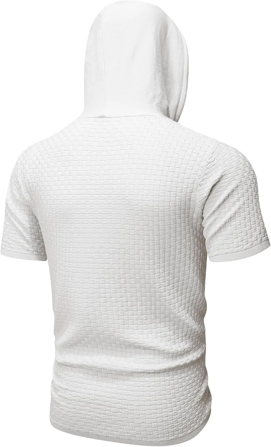 Zaitun Men's Short Sleeve Hoodie Shirt Casual Waffle Knitted Pullover Sweater
