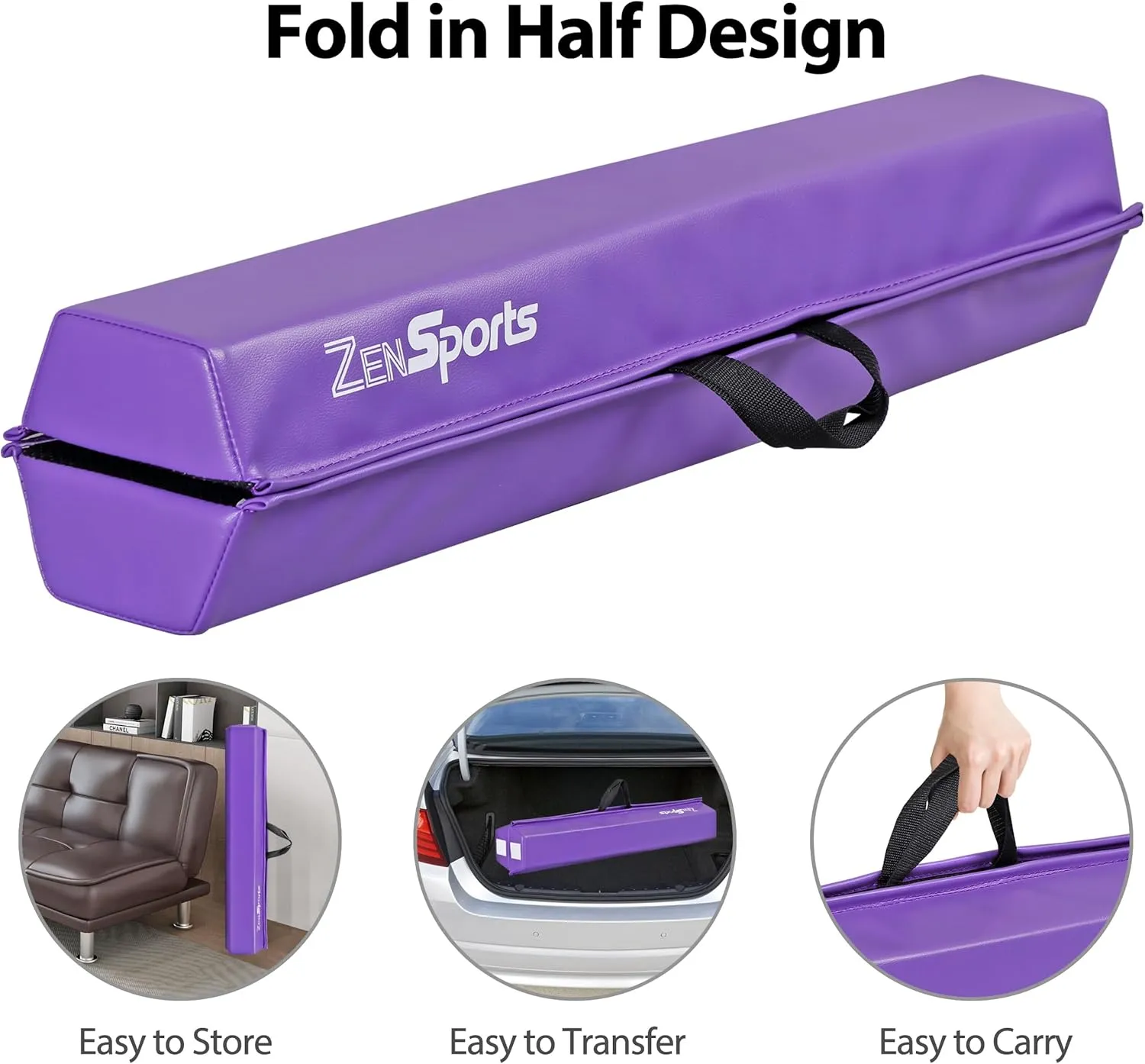 ZENY 6ft Folding Gymnastics Balance Beam Foam Floor Balance Beam Bar with Anti-Slip Base Walking Beams Home Gymnastics Equipment for Kids Adults