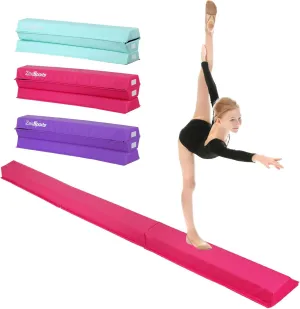 ZENY 9ft Folding Gymnastics Balance Beam Low Floor Balance Beam Bar with Anti-Slip Base Extra Firm Foam Walking Beams Home Balance Training Gymnastics Equipment