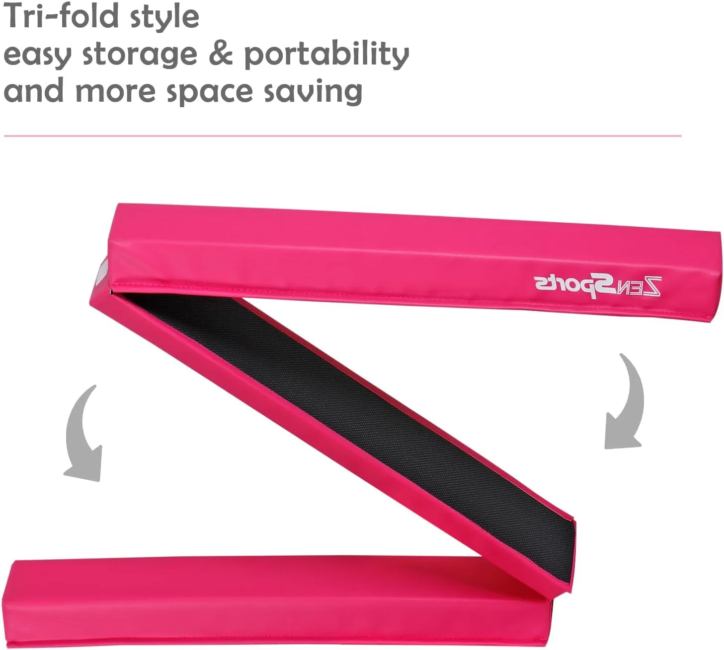 ZENY 9ft Folding Gymnastics Balance Beam Low Floor Balance Beam Bar with Anti-Slip Base Extra Firm Foam Walking Beams Home Balance Training Gymnastics Equipment