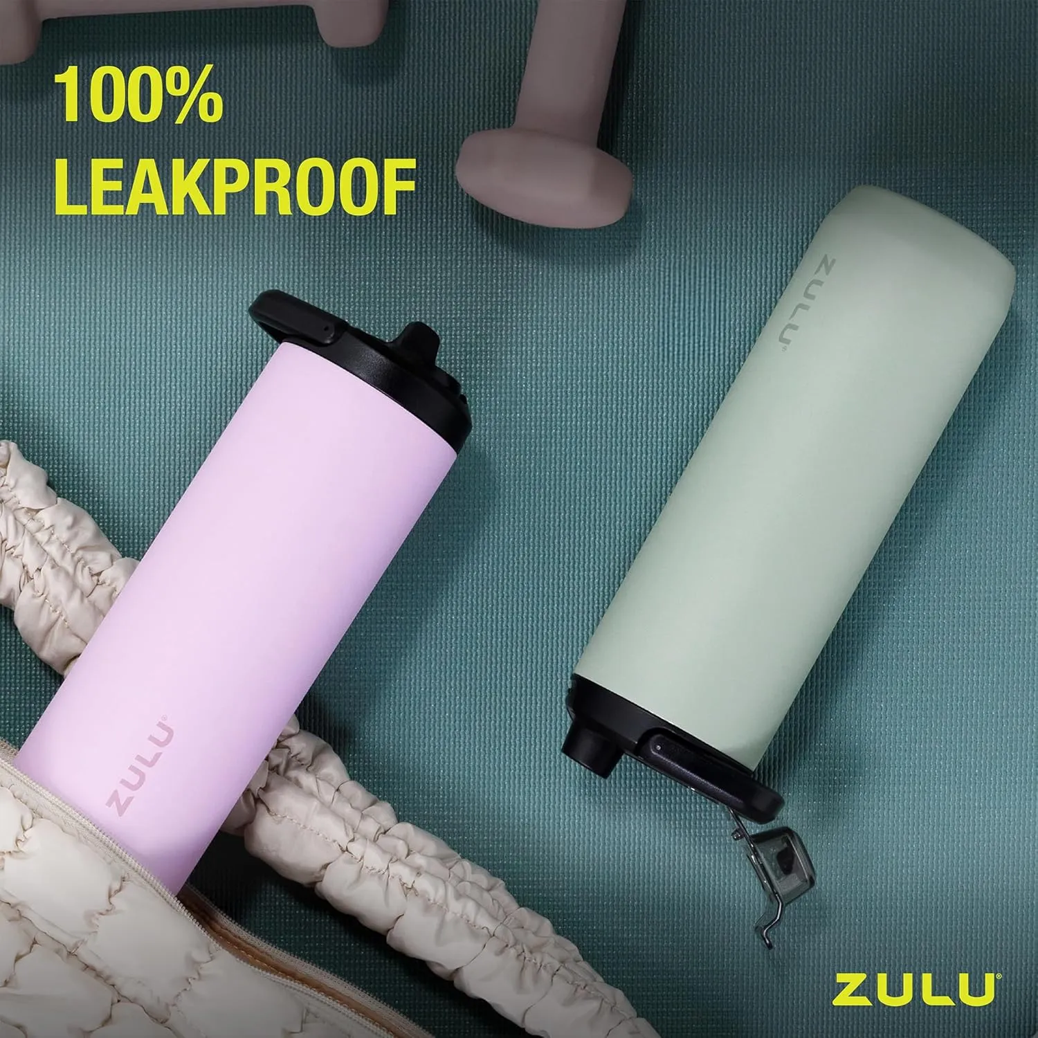 ZULU Base 24oz Stainless Steel Water Bottle with 3 Lids- Straw, Chug, Twist | Double Walled and Vacuum Insulated Metal Thermos | Fits Car Cupholder, Built in Carry Loop, Dishwasher Safe, Guac