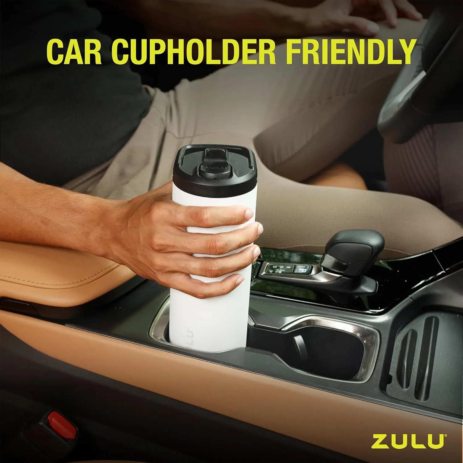 ZULU Base 24oz Stainless Steel Water Bottle with 3 Lids- Straw, Chug, Twist | Double Walled and Vacuum Insulated Metal Thermos | Fits Car Cupholder, Built in Carry Loop, Dishwasher Safe, Guac