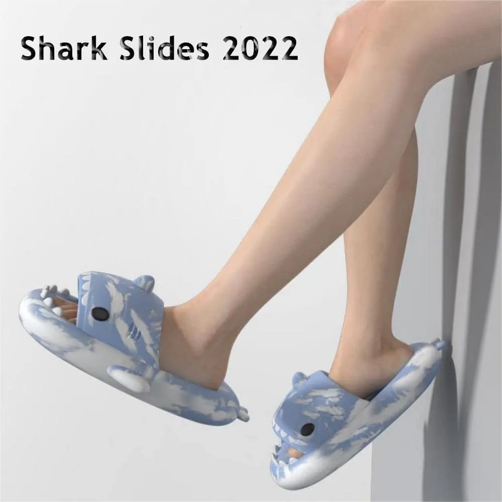 Zureto Original Shark Slides Upgraded, Cloudy Shark Slides Anti-Slip House Slippers Beach Shoes